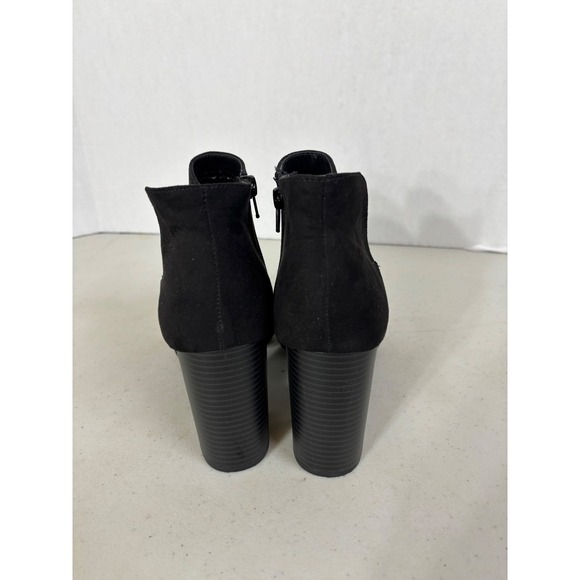 Apt 9 Womens Black Suede Peep Toe Block‎ Heel Booties Ankle Boots size 10 - Picture 5 of 7